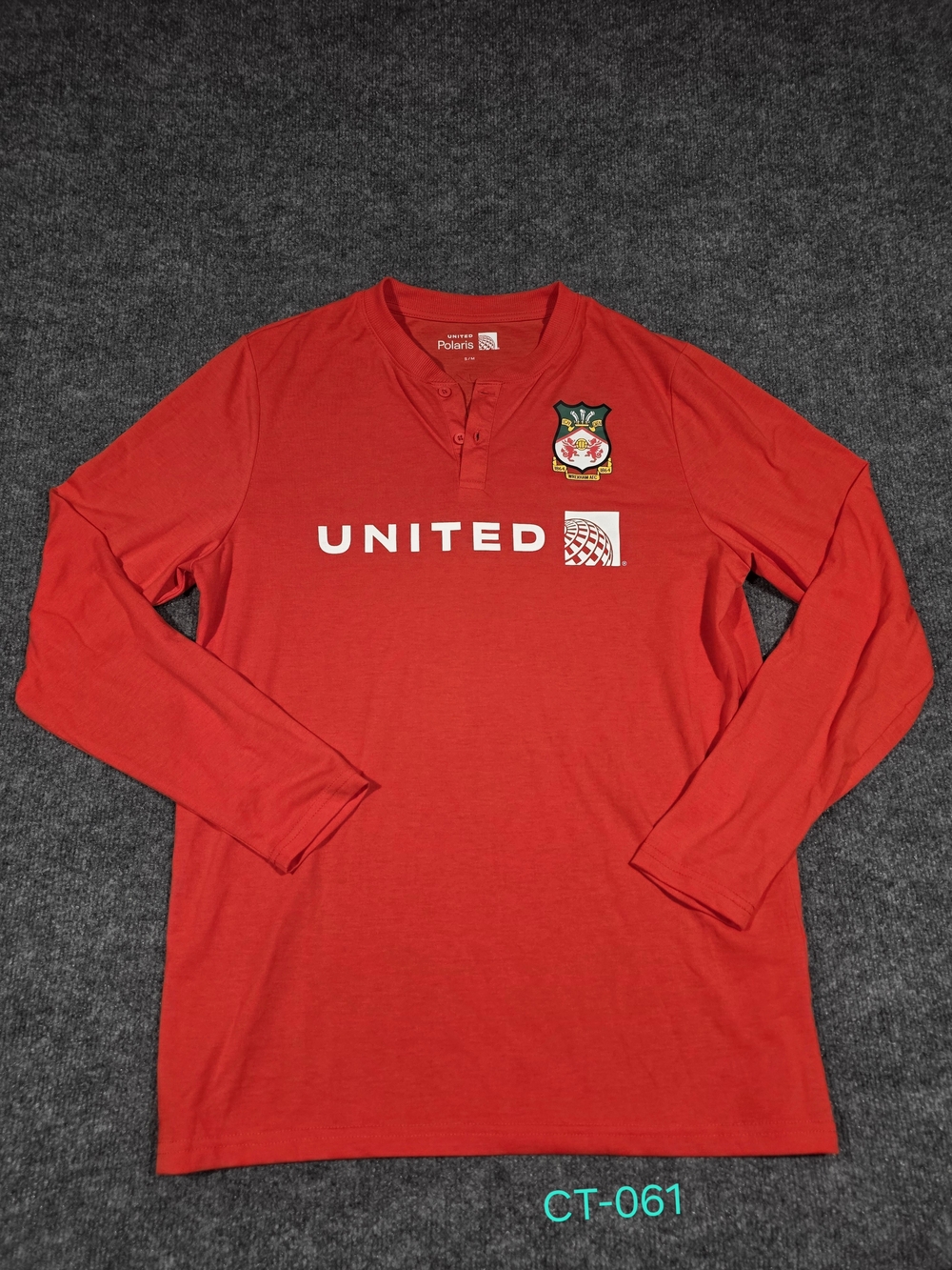 Wrexham AFC united airlines henley long sleeve mens S/M